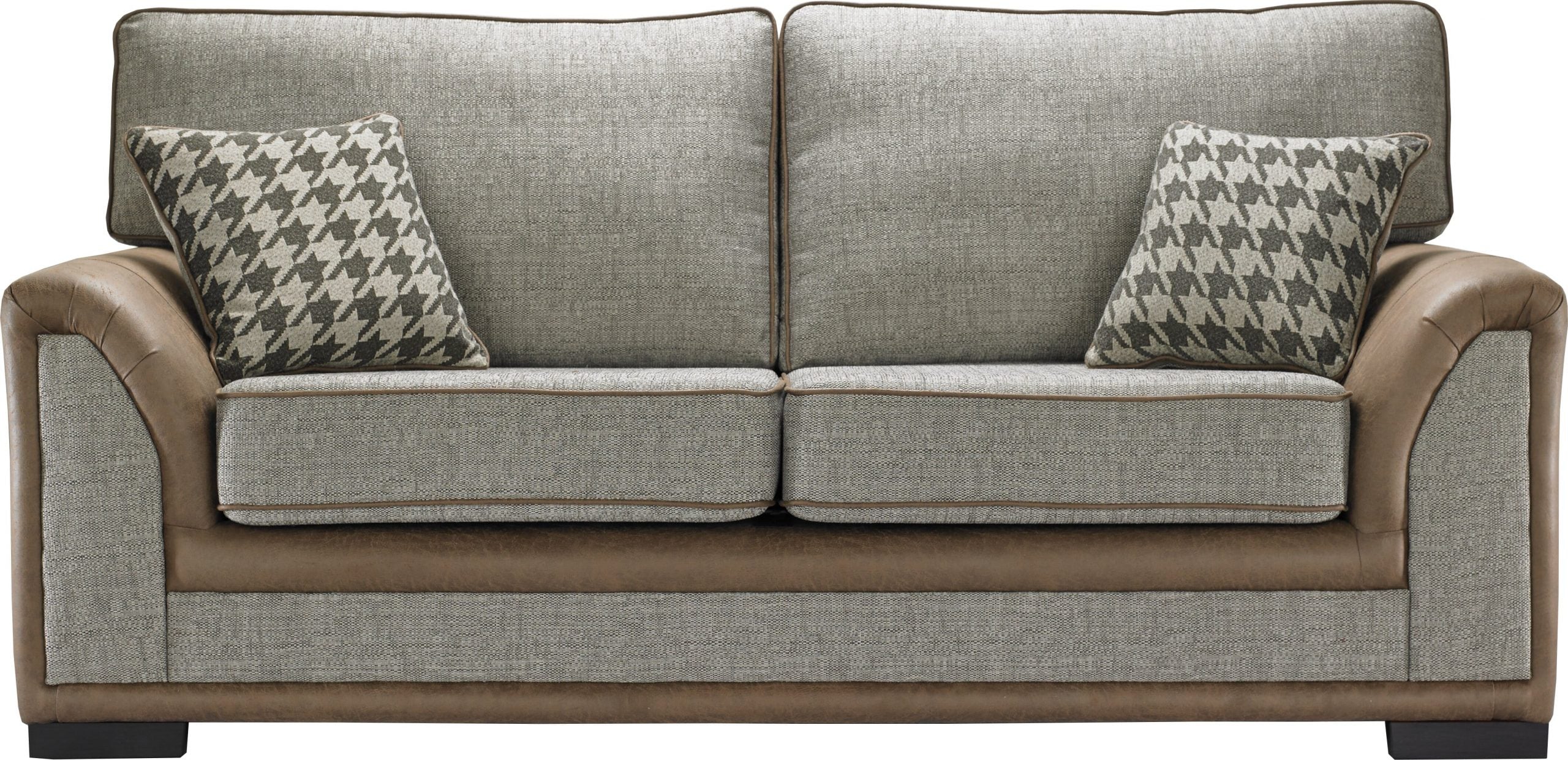 Camden Bespoke Grey Fabric And Leather Piping Modern Design Sofa